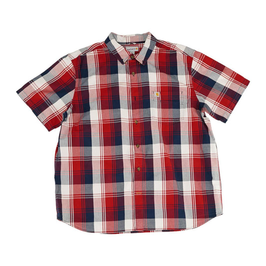 Red Plaid Short Sleeve Button Down