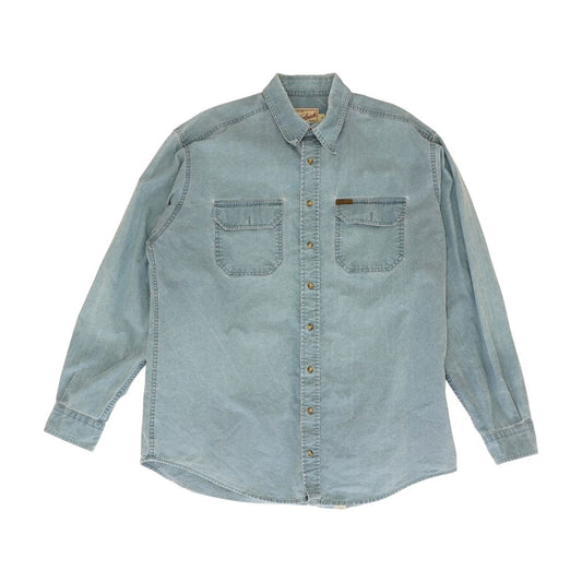 Blue Solid Long Sleeve Button Down