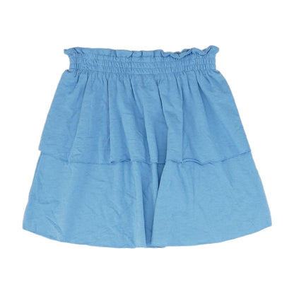 Blue Solid Mini Skirt