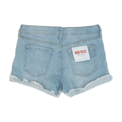 Blue Solid Denim Shorts