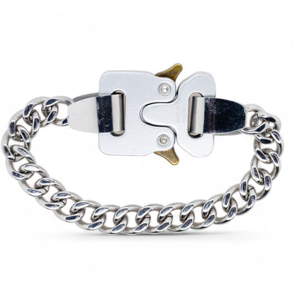 Silver Tone Metal Buckle Link Bracelet