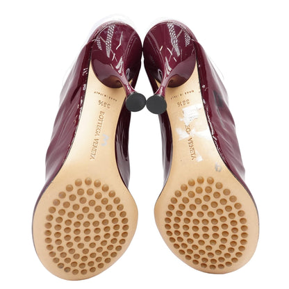 Dot Patent-Leather Mules in Burgundy