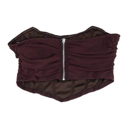 Brown Solid Cropped Tank