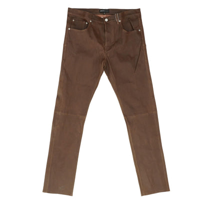 Brown Five Pocket Lambs Leather Pant