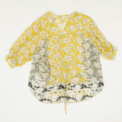 Yellow Floral 3/4 Sleeve Blouse