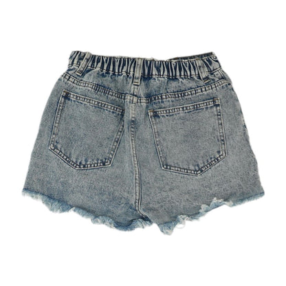 Blue Solid Denim Shorts