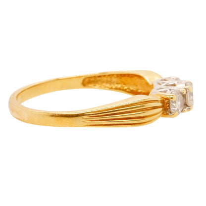 14K Two Tone Gold Three Round Diamond Band