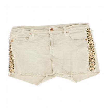 Khaki Solid Denim Shorts