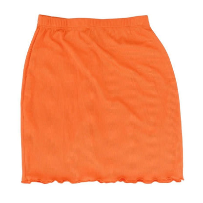 Neon Orange Solid Mini Skirt