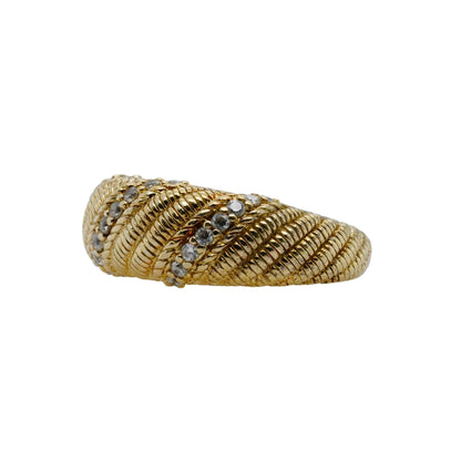 Sterling Silver Gold Tone Cubic Zirconia Braided Band