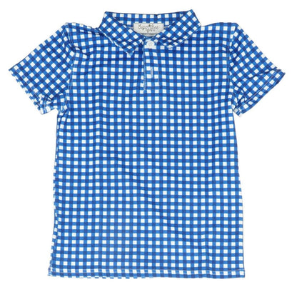 Blue Check Short Sleeve Polo