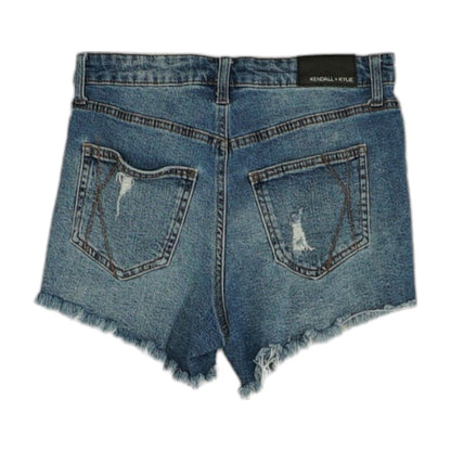 Blue Solid Denim Shorts