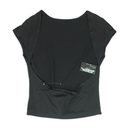 Black Solid Short Sleeve Blouse