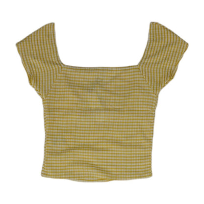 Mustard Striped Cropped Knit Top