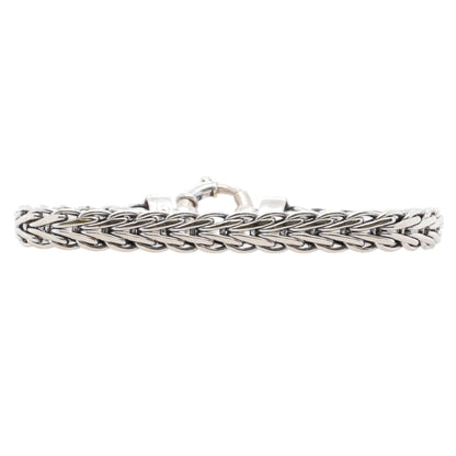 14K White Gold Woven Link Bracelet With Diamond Accented Clasp