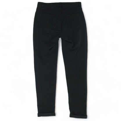 Black Solid Five Pocket Pants