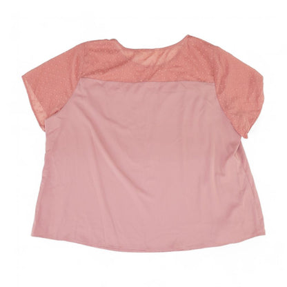 Pink Solid Crewneck Knit Top