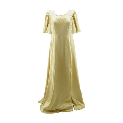 Gold Solid Maxi Dress