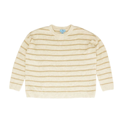 Beige Striped Crewneck Sweater