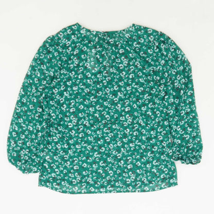 Green Floral 3/4 Sleeve Blouse