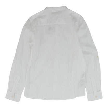 White Solid Long Sleeve Button Down