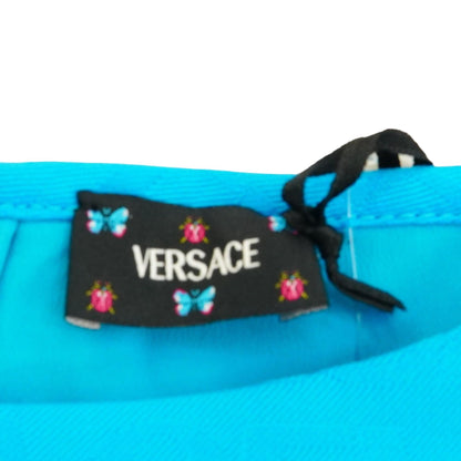 Versace Blue Allover Corset Cropped Camisole