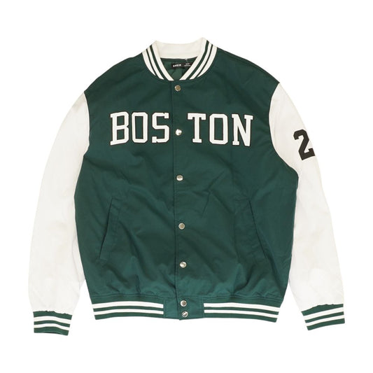 Green Color Block Varsity Jacket