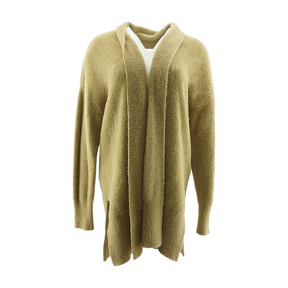 Tan Solid Cardigan Sweater