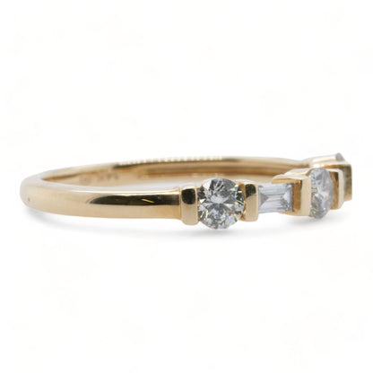 14K Gold Round And Baguette Diamond Band