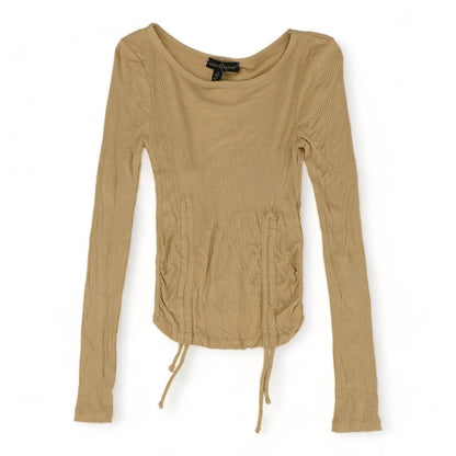 Tan Solid Long Sleeve Blouse