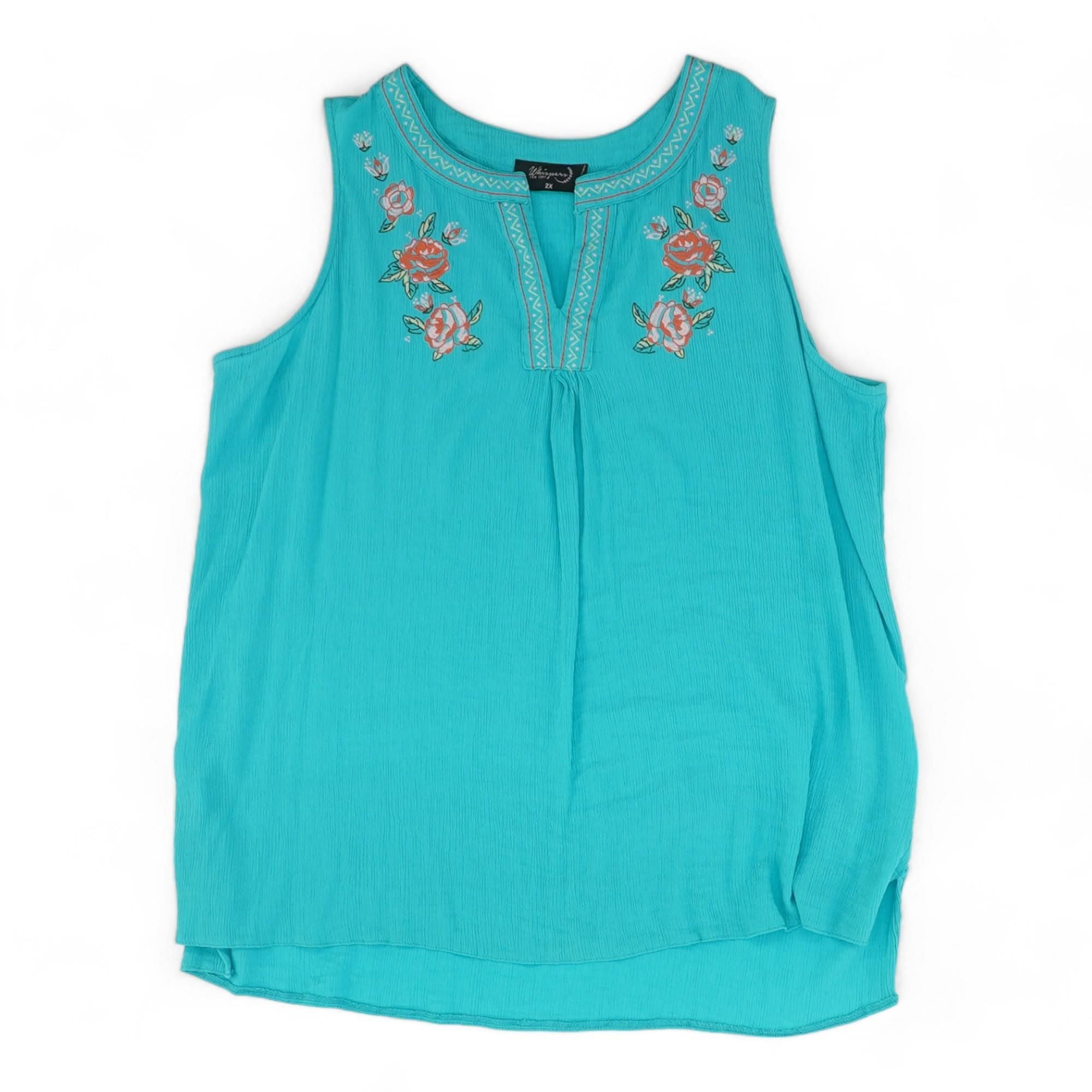 Embroidered Cotton Blend Sleeveless Top