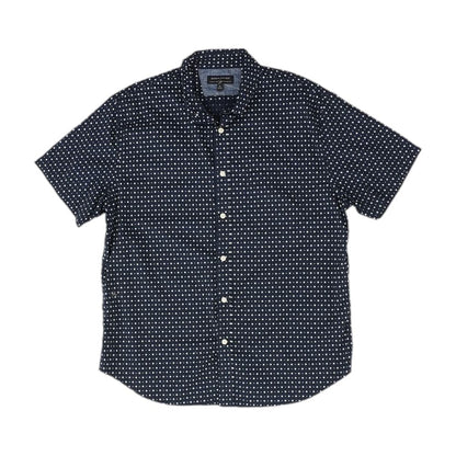 Navy Polka Dot Short Sleeve Button Down