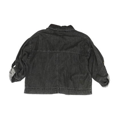 Black Solid Denim Jacket