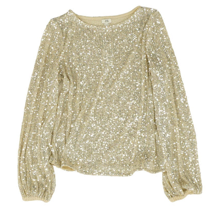 Gold Solid Long Sleeve Blouse