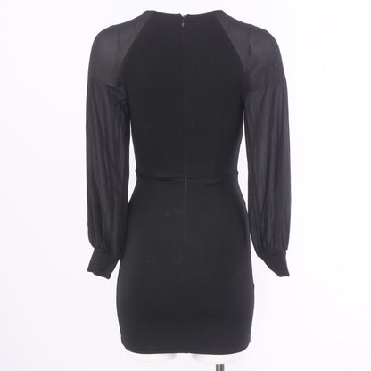 Black Solid Midi Dress