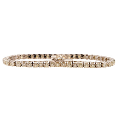 14K White Gold Round Diamond Line Bracelet