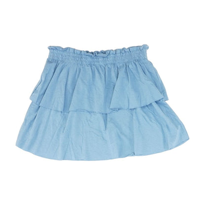 Blue Solid Mini Skirt