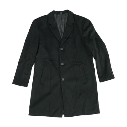 Black Solid Topcoat Coat