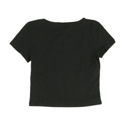 Black Solid Cropped T-Shirt