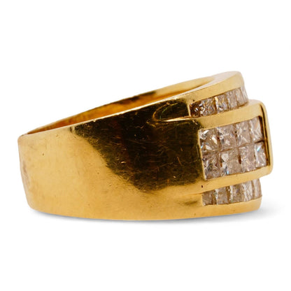 14K Gold Square Diamond Pave Wide Band