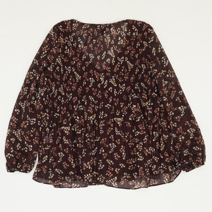 Maroon Floral Long Sleeve Blouse