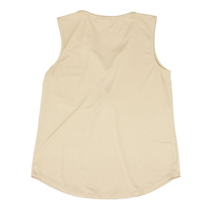 Beige Solid Sleeveless Blouse