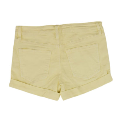 Yellow Solid Denim Shorts