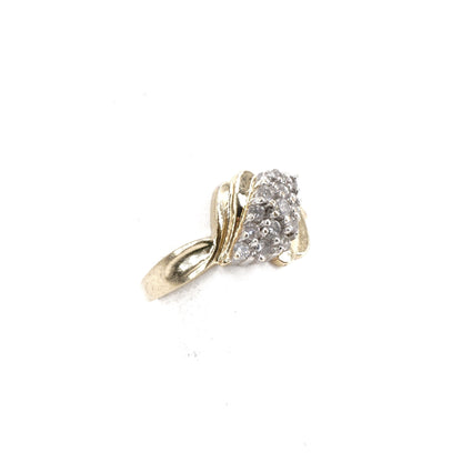 14K Two Tone Gold Vintage Waterfall Style Round Diamond Ring