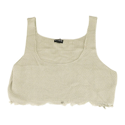 Beige Solid Cropped Tank