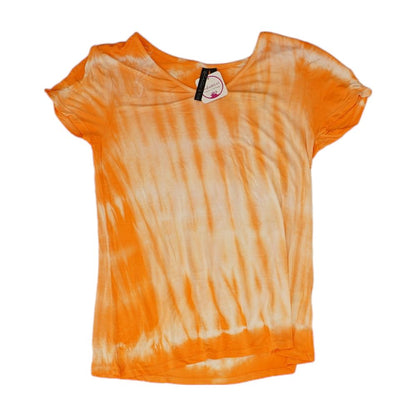 Orange Tie Dye V Neck Knit Top