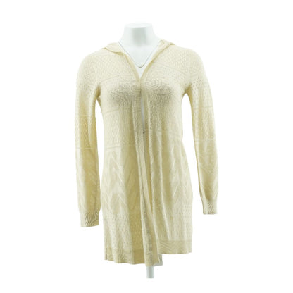 Beige Solid Cardigan Sweater