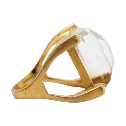 22K Gold Plated Brass Plaza Quartz Cocktail Ring