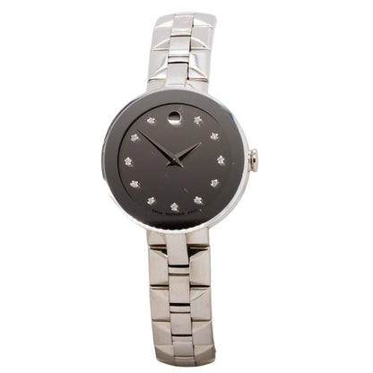 Sapphire Silver Mirror Case With Diamond Accents Stainless Steel Watch