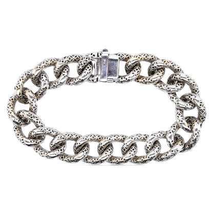 18K White Gold Diamond Cuban Link Bracelet